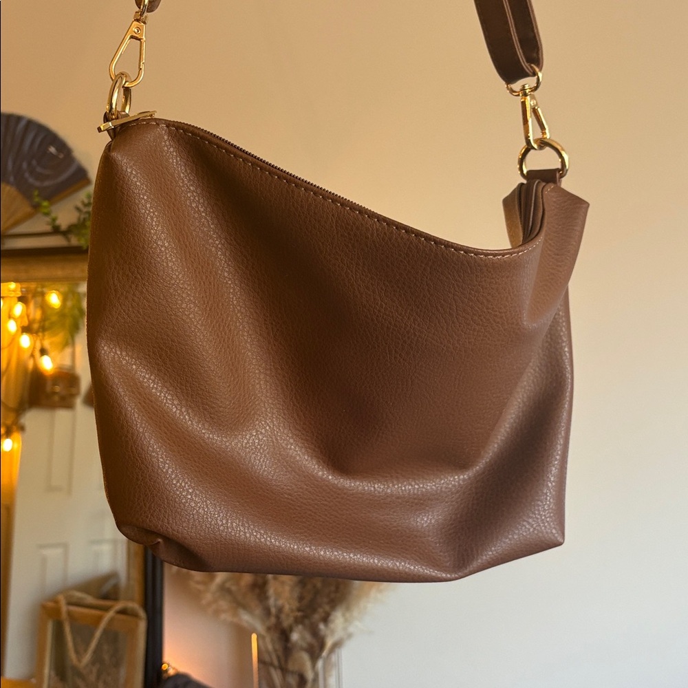 Mia K Collection Hobo Crossbody | Brown | Minimal & Versatile | Like-New - Picture 2 of 12